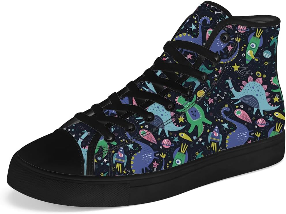 

Кеды на высокой подошве с динозаврами для мужчин и женщин, высокие кроссовки на шнуровке, повседневная обувь Chebing, синий