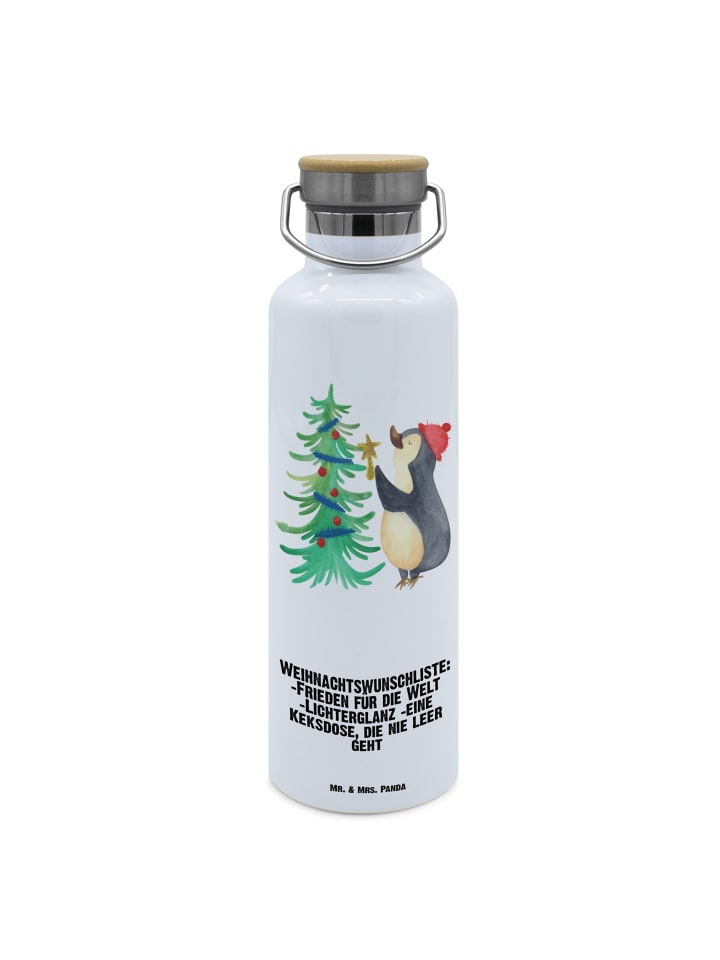 

Mr. & Mrs. Panda Бутылка для воды с изображением пингвина и рождественской елки, с надписью белого цвета