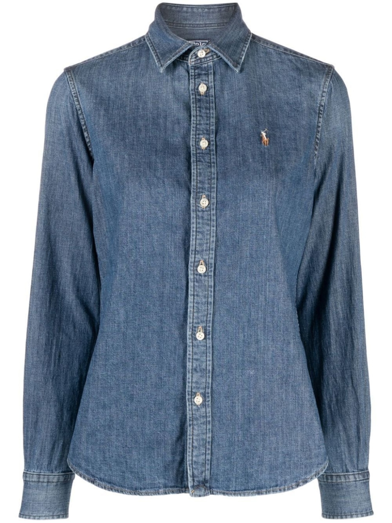 

Polo Ralph Lauren embroidered-logo denim shirt, синий