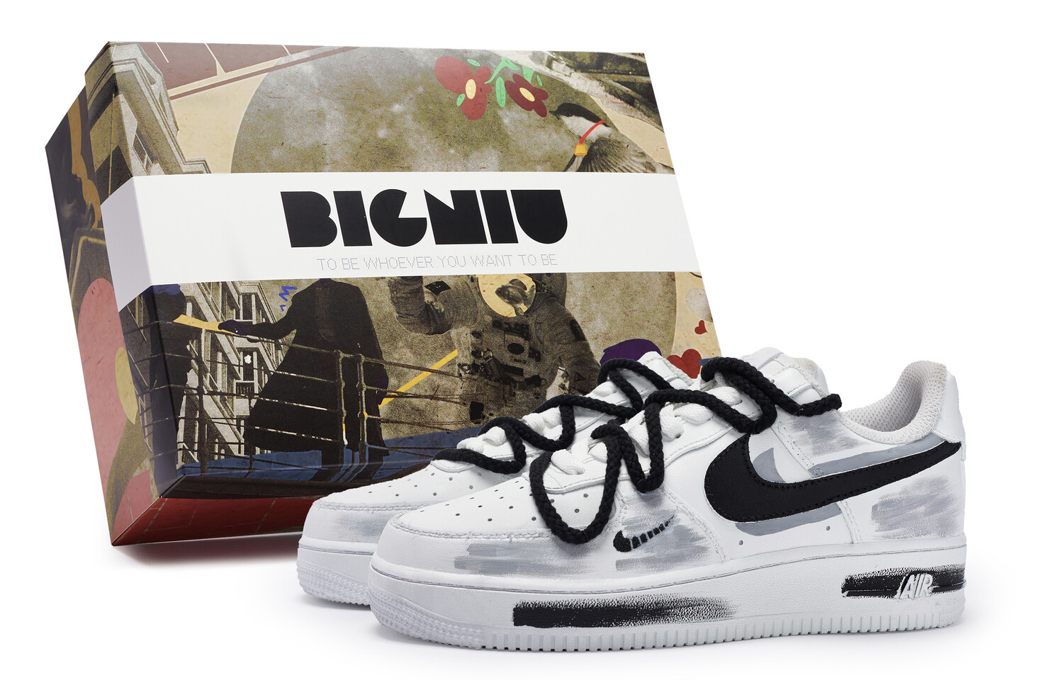 

Кроссовки Nike Air Force 1 Skateboarding Shoes Women's Low-top Black/Gray, белый/черный