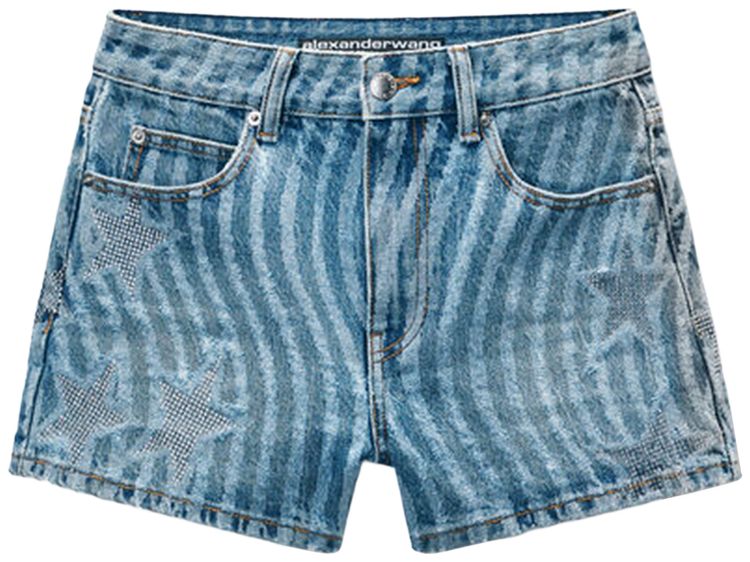 

Шорты Alexander Wang Stars & Stripes Laser Print Hotfix Shorts, синий