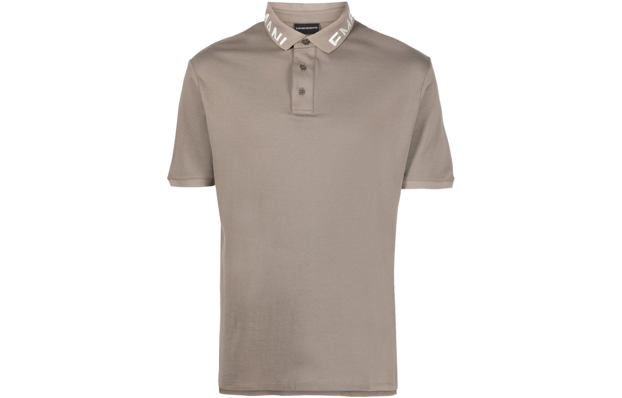 

Детализированная поло с коротким рукавом Logo EMPORIO ARMANI, светло-коричневый