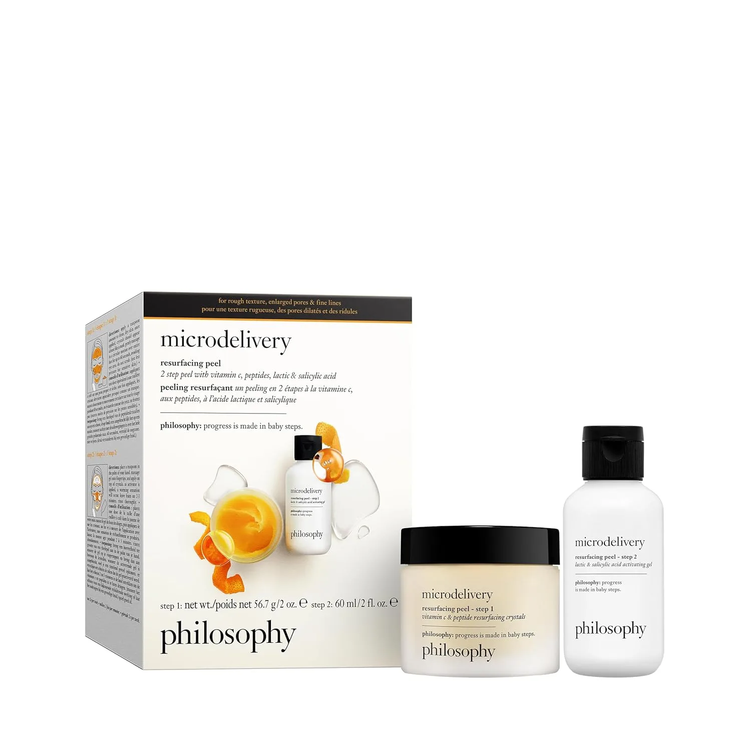 Набор Philosophy — Microdelivery vitamin c resurfacing peel kit с молочной кислотой и маслом семян подсолнечника - двухэтапное средство для