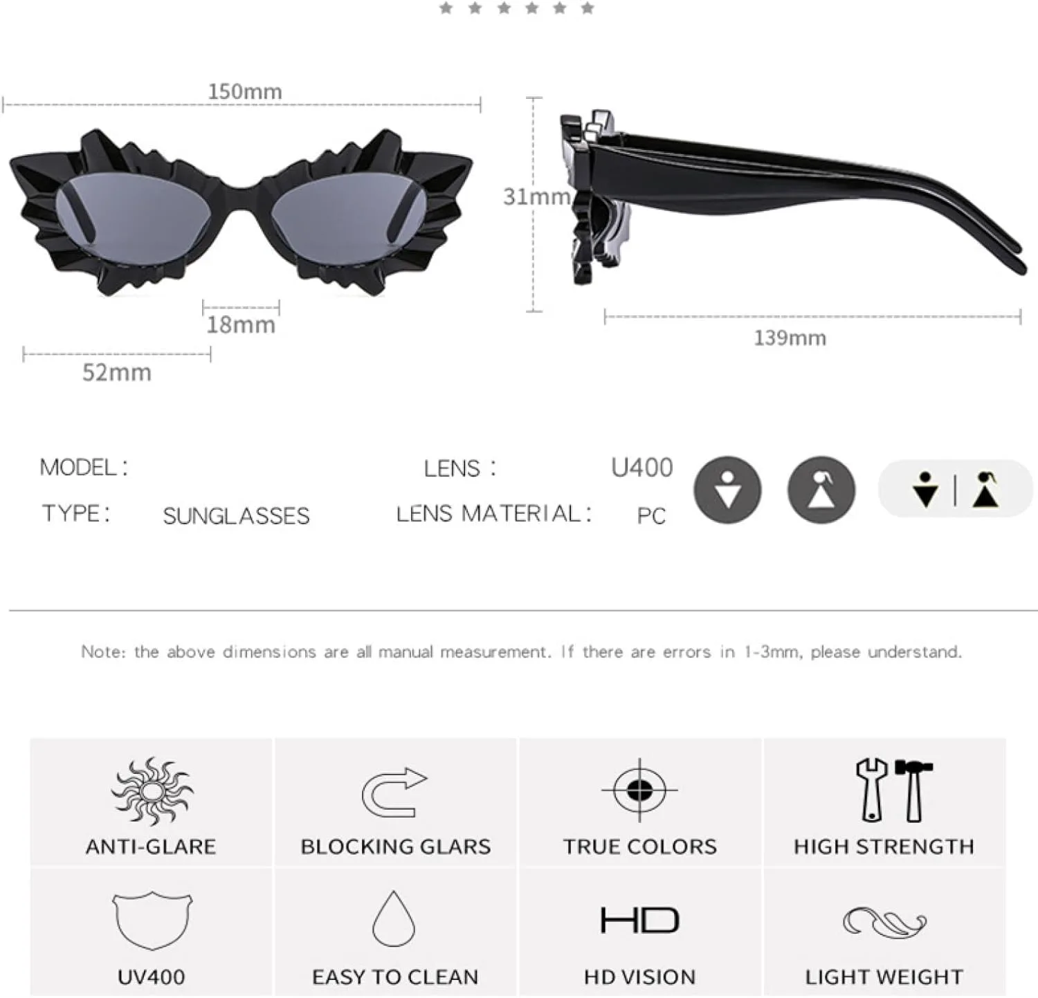 

Солнцезащитные очки «кошачий глаз» для женщин и мужчин в стиле панк с градиентным переходом, модные очки с защитой от УФ-излучения UV400 UATXTAU, C4blue-bluepink