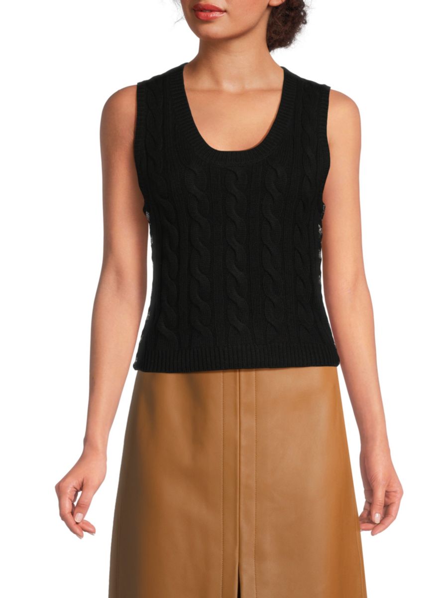 

Шерстяной трикотажный топ Yuna Cable Knit Derek Lam 10 Crosby, черный