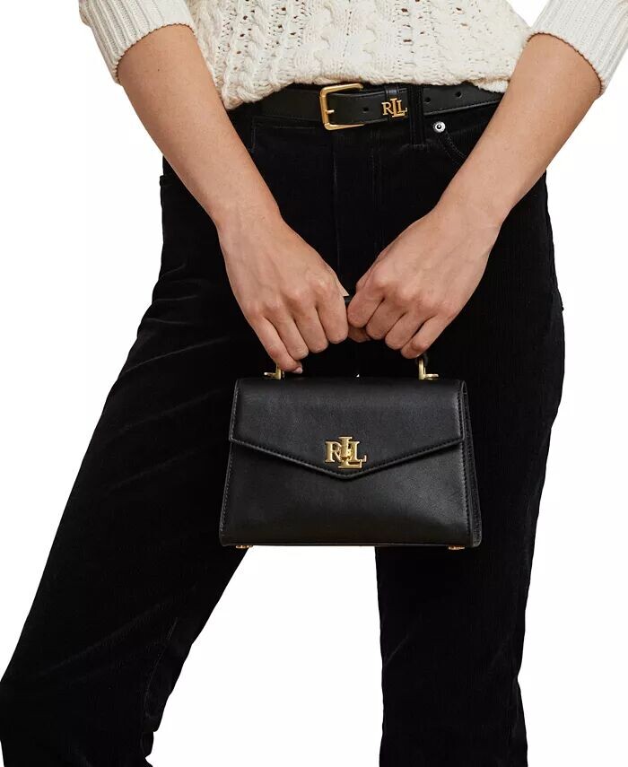 

Кожаная маленькая сумка Farrah Lauren Ralph Lauren, черный
