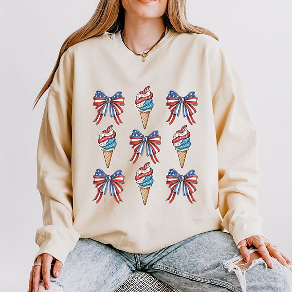 

Патриотический свитшот с принтом мороженого Simply Sage Market, Зеленый, Патриотический свитшот с принтом мороженого Simply Sage Market