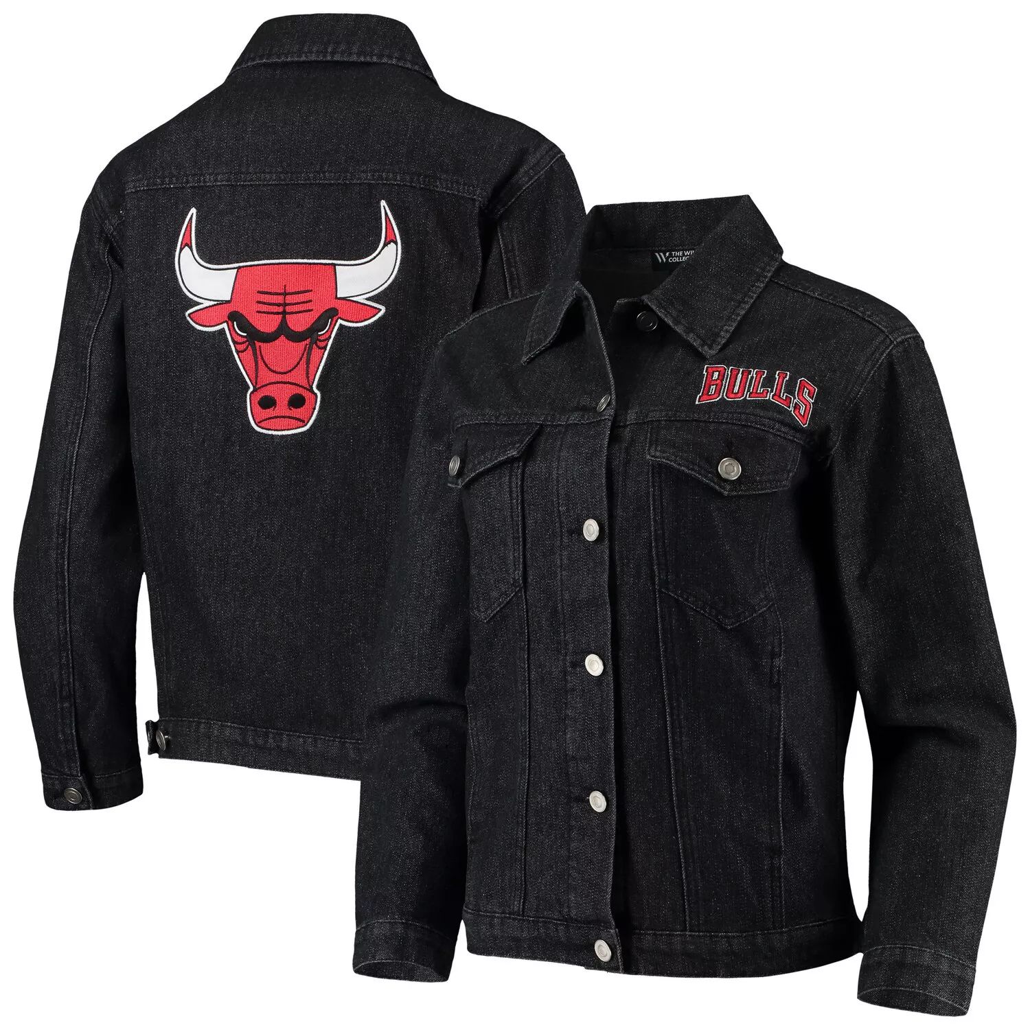 

Женская черная джинсовая куртка на пуговицах с нашивкой The Wild Collective Chicago Bulls, Черный, Женская черная джинсовая куртка на пуговицах с нашивкой The Wild Collective Chicago Bulls