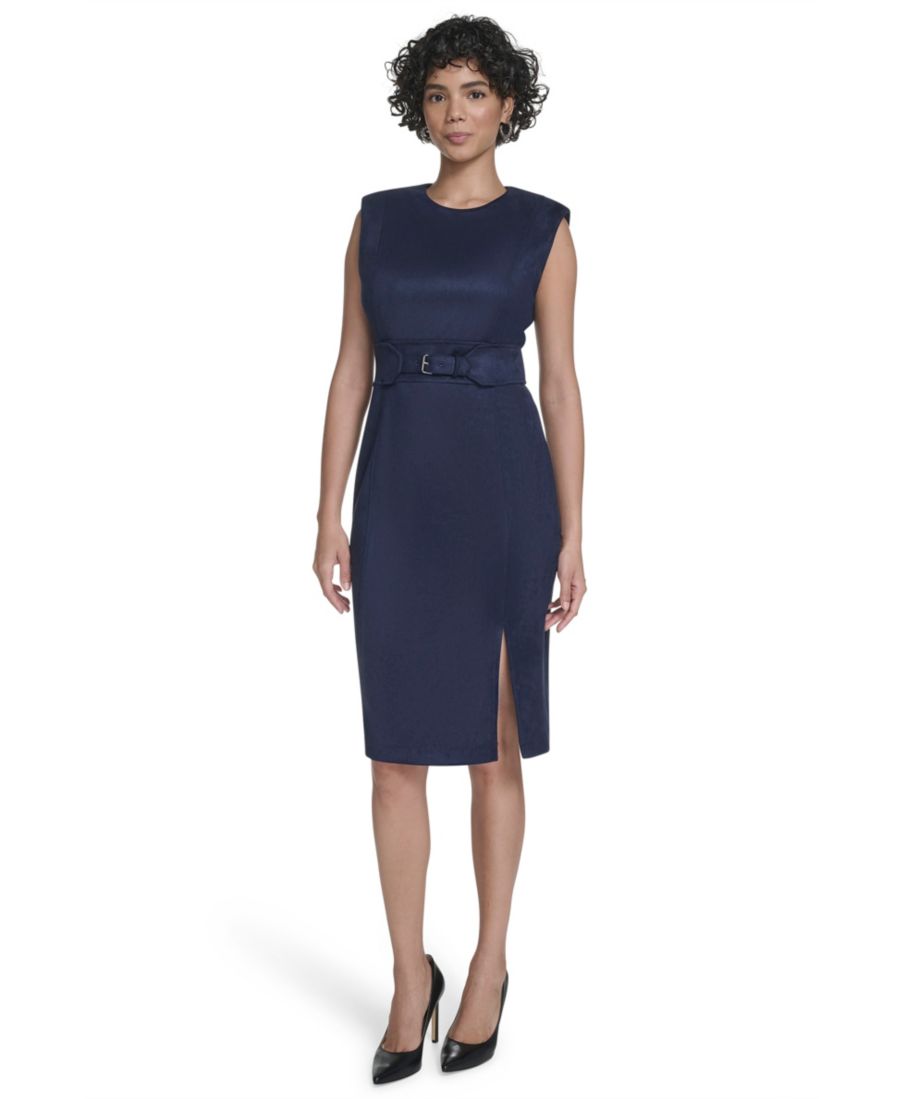 

Женское короткое платье без рукавов с круглым вырезом Calvin Klein, Indigo