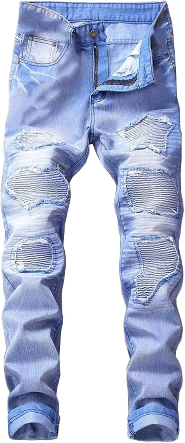Джинсы Slim Fit с потертостями, синий