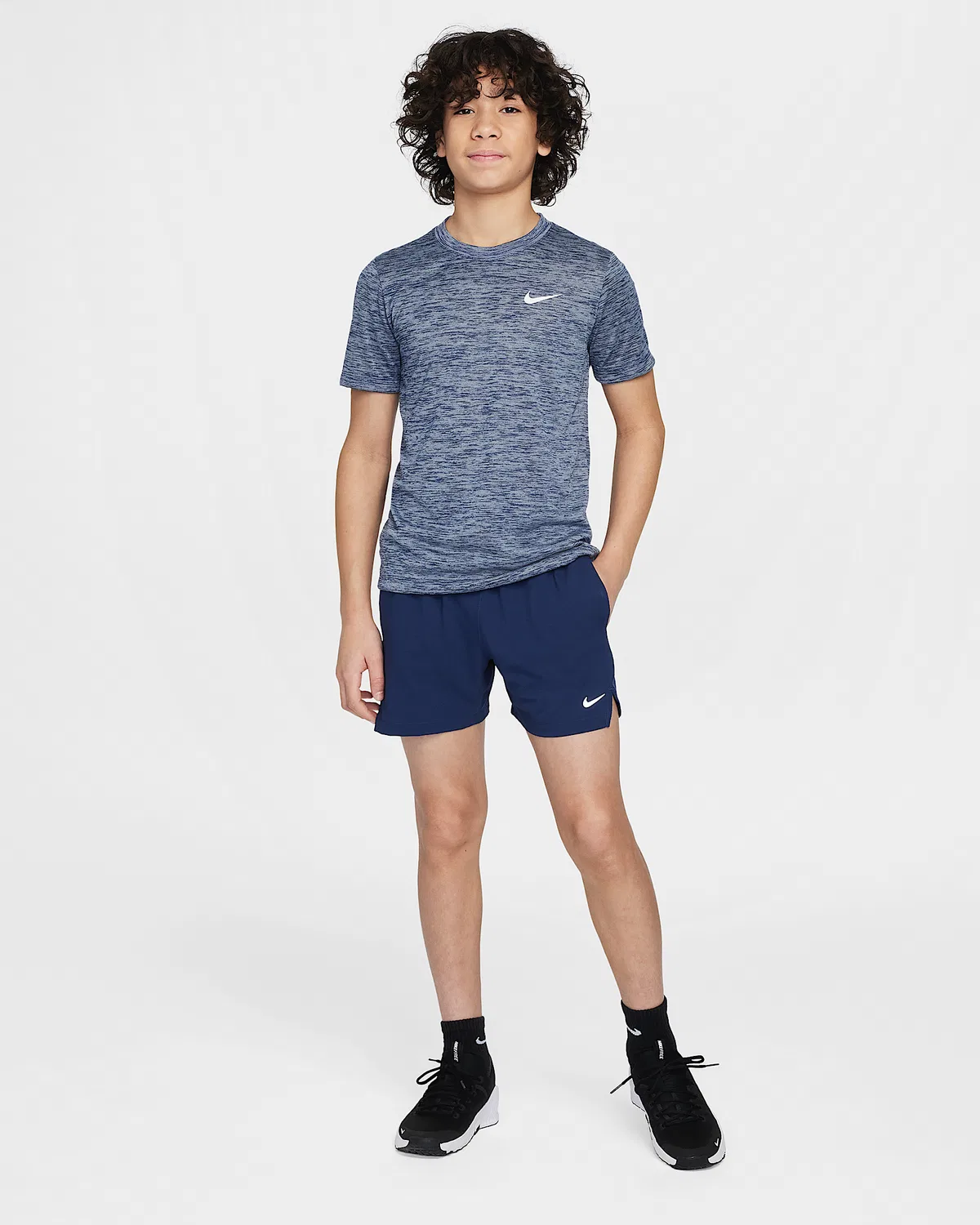 Детская футболка Nike Legend Dri-FIT для тренировок, Midnight Navy/Pure/Heather — фото 4