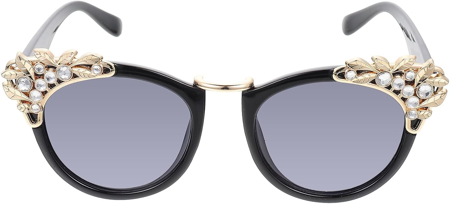 

Солнцезащитные очки «кошачий глаз» со стразами, увеличенного размера, в винтажном стиле, для женщин, с защитой от УФ-излучения, модные очки для отдыха и прогулок на природе OKUMEYR, Black