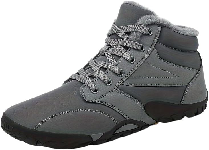 

Зимние спортивные мужские ботинки Hhhchpm - утепленные зимние ботинки, противоскользящая резиновая подошва, стелька с амортизацией - для льда, снега, походов и повседневной носки, серый