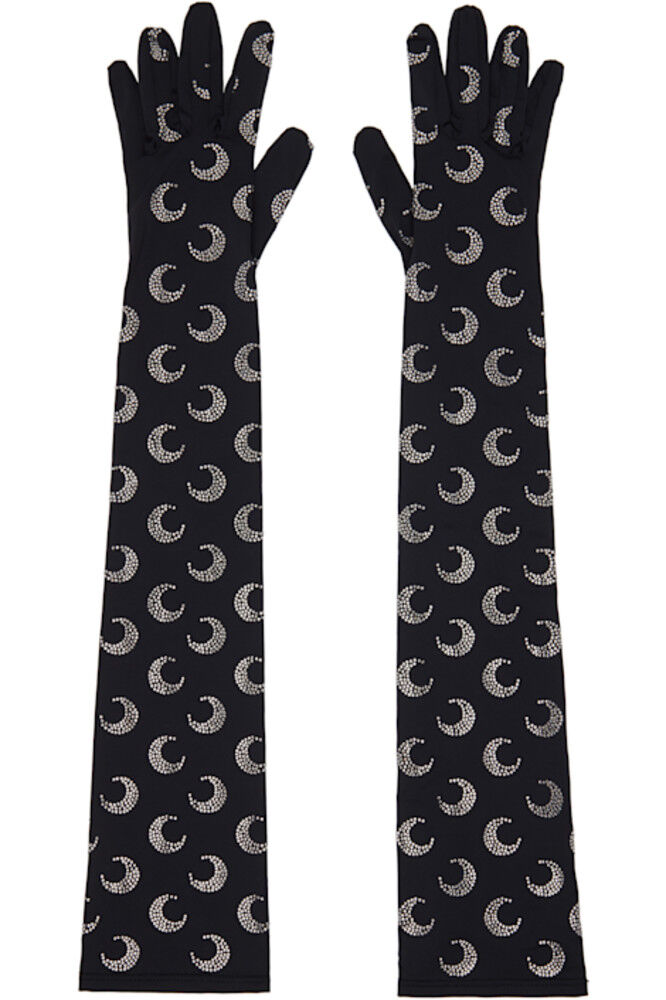

Черные длинные перчатки из переработанного джерси Moon Strass Marine Serre