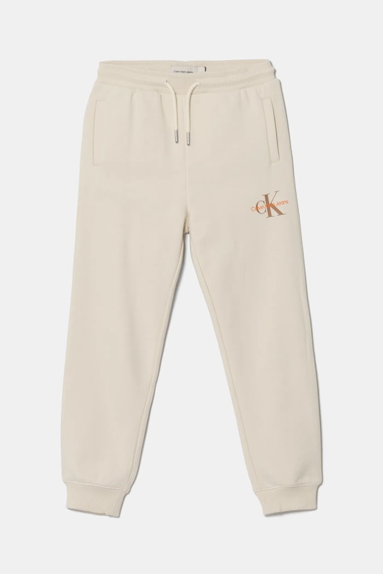 

Детские хлопковые спортивные брюки Calvin Klein Jeans, бежевый