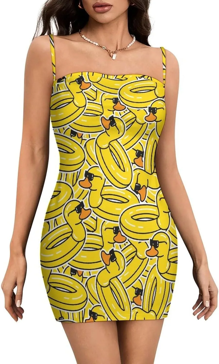 Generic Платье-футляр Yellow Rubber Ducks and Lotuses, женское, без рукавов, с открытой спиной, повседневное