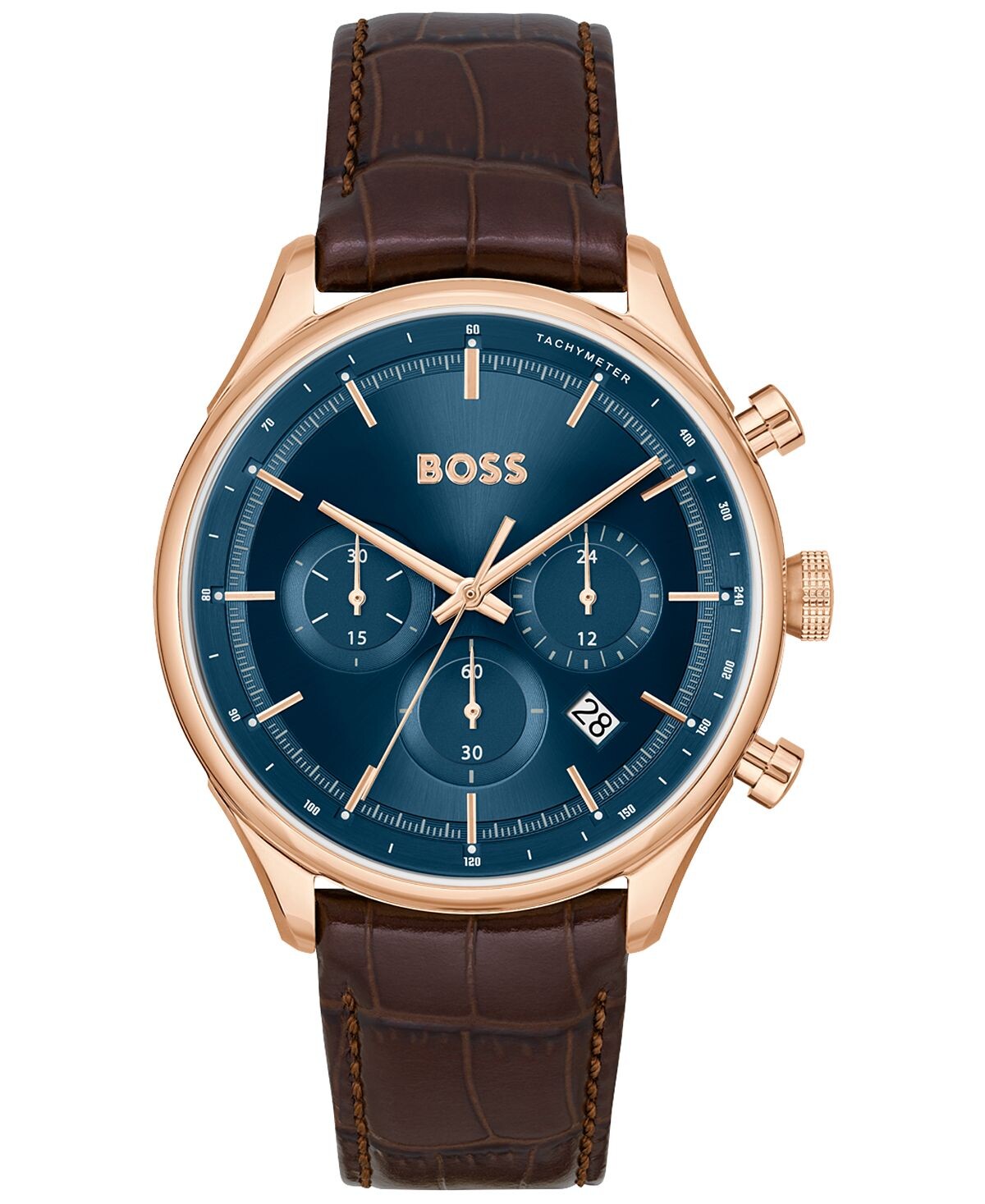 

Мужские часы Gregor Quartz Chronograph Brown Mock с ремешком из натуральной зернистой кожи, 45 мм BOSS, коричневый