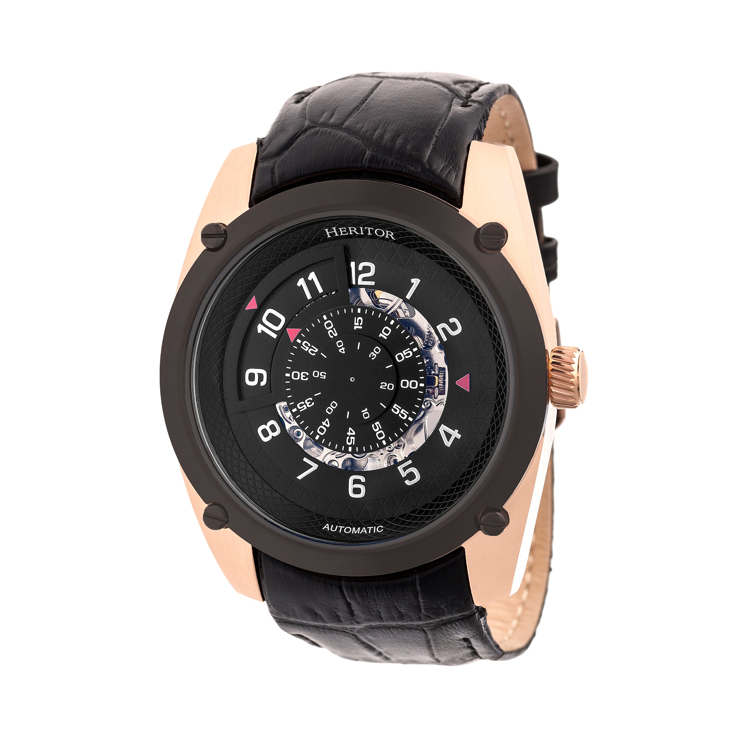 

Часы Daniels Semi-Skeleton с кожаным ремешком Heritor Automatic, розовый