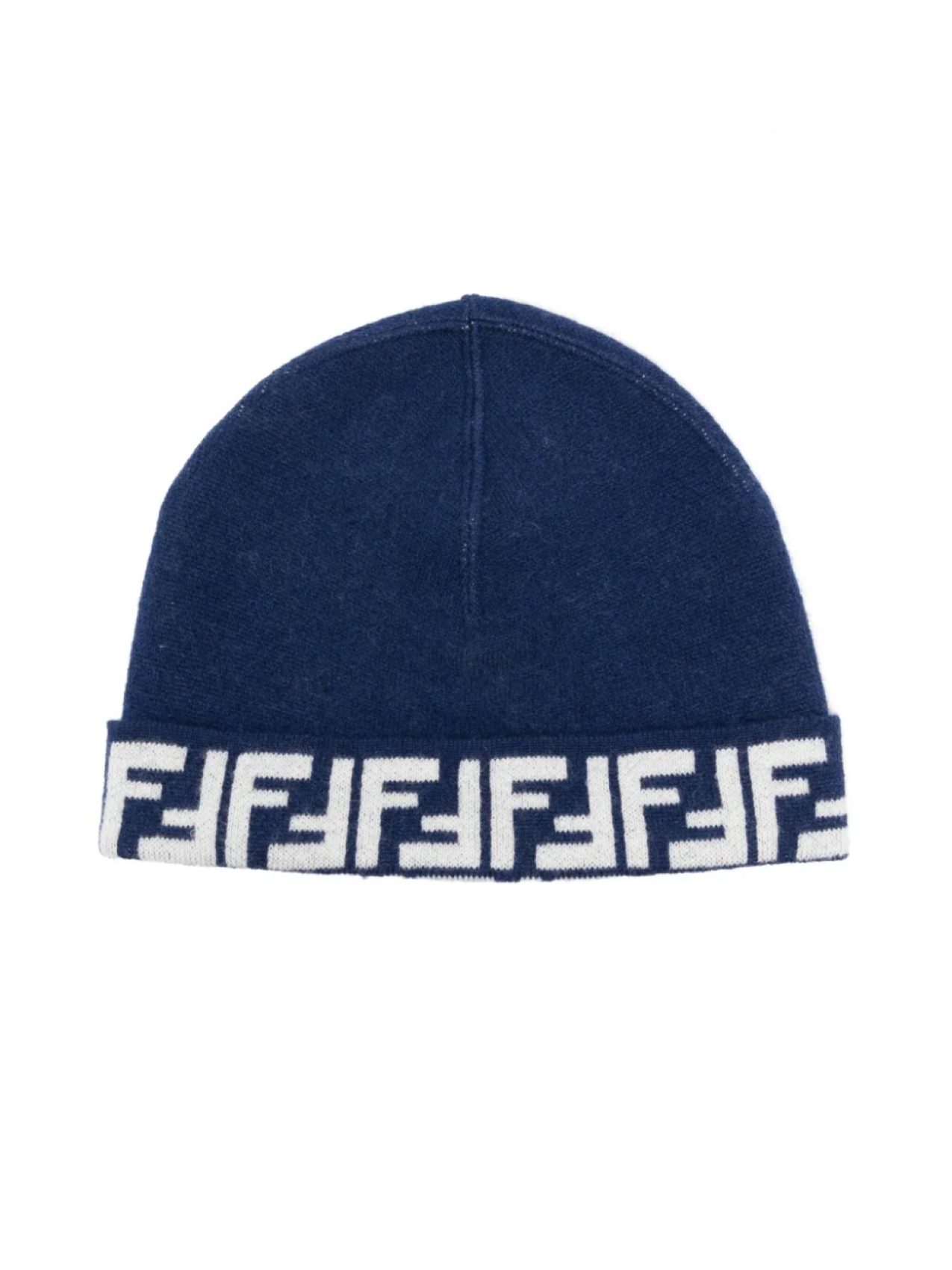 

Шапка бини вязки интарсия с логотипом Fendi Kids, синий
