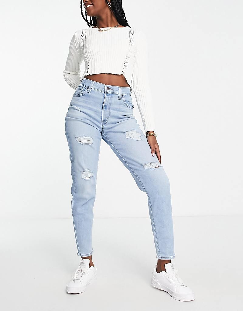 

Levi's – Голубые джинсы мом с завышенной талией со слезами