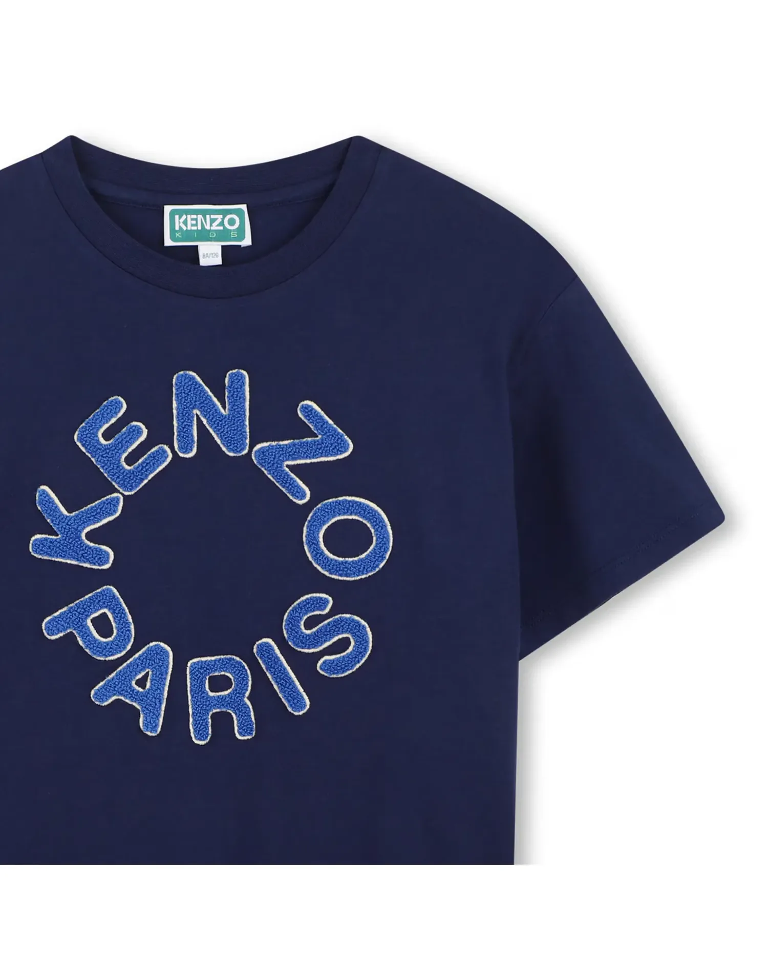 Детская футболка унисекс с коротким рукавом, с мелким рисунком, из хлопка Kenzo Kids, темно-синий — фото 2