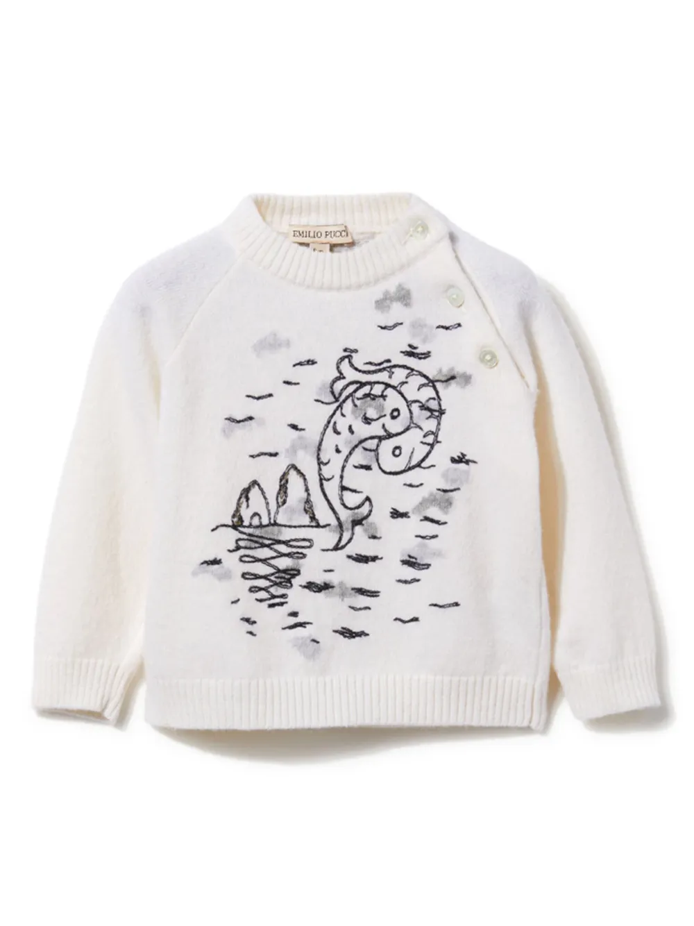 

Шерстяной свитер с вышивкой PUCCI Junior, белый