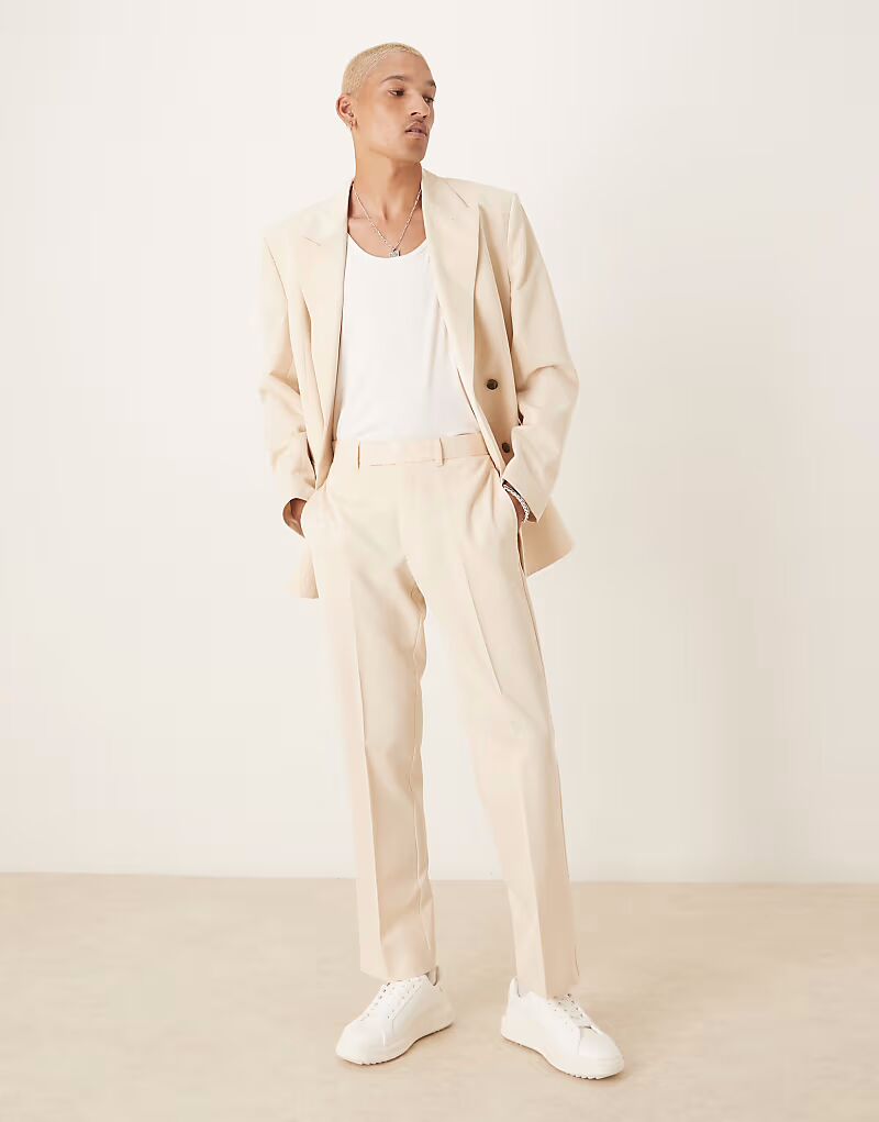 

Прямые брюки ASOS DESIGN из хлопка цвета экрю