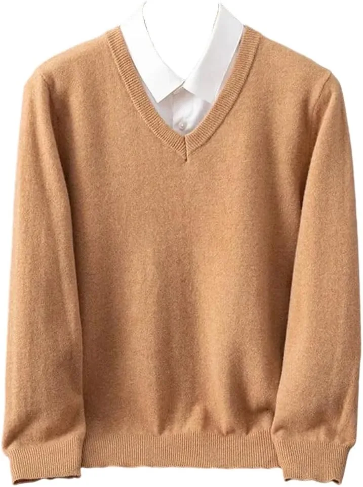 

Мужской вязаный свитер с v-образным вырезом Dninmim