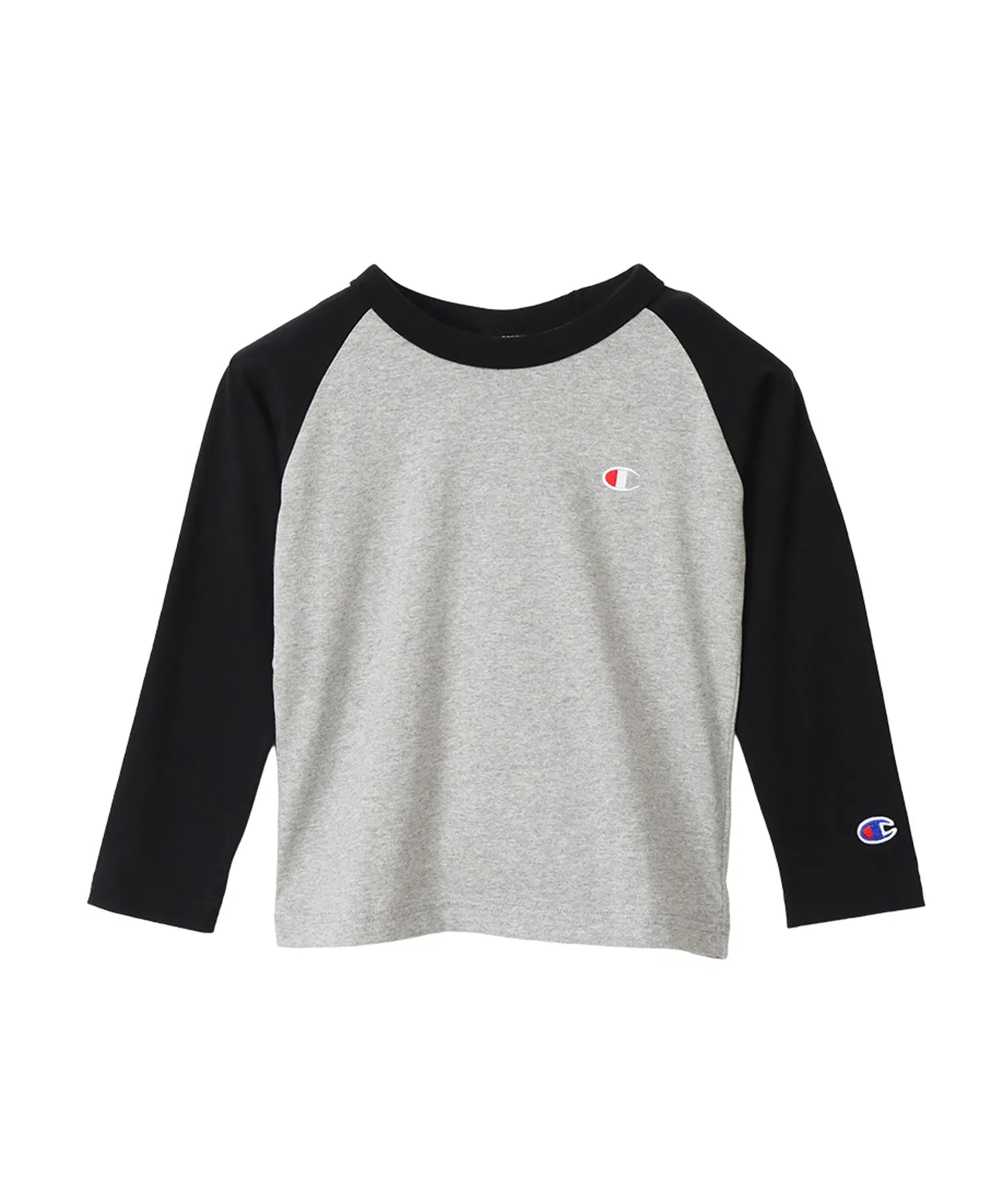Детская футболка Champion Raglan Long Sleeve с логотипом серая
