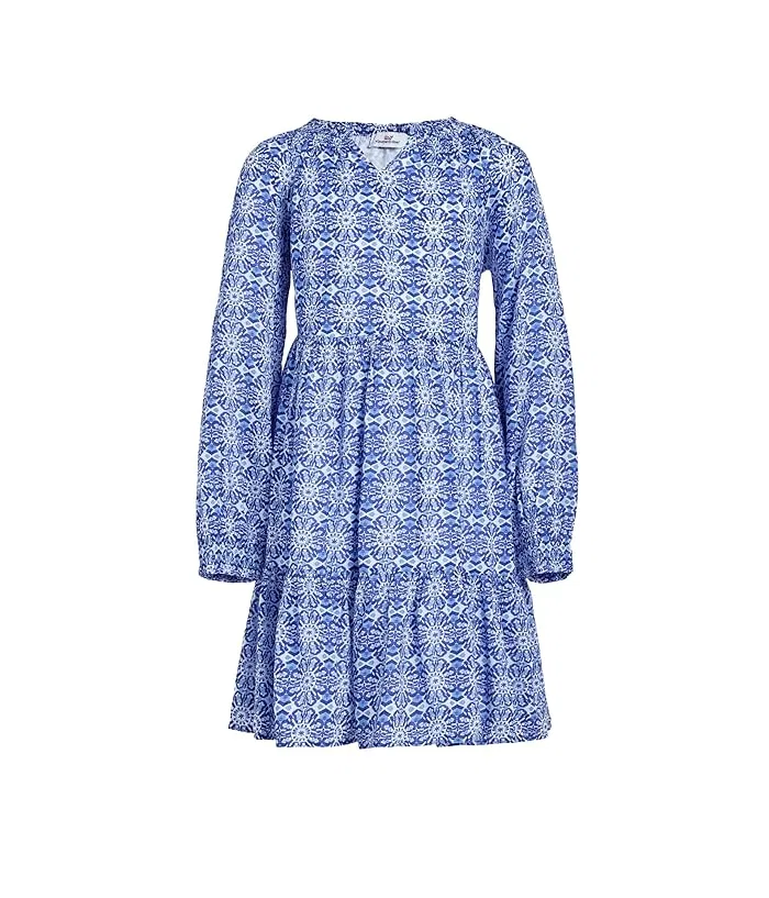 Платье ярусное Tessa Vineyard Vines Kids, Caribbean Tile Blue