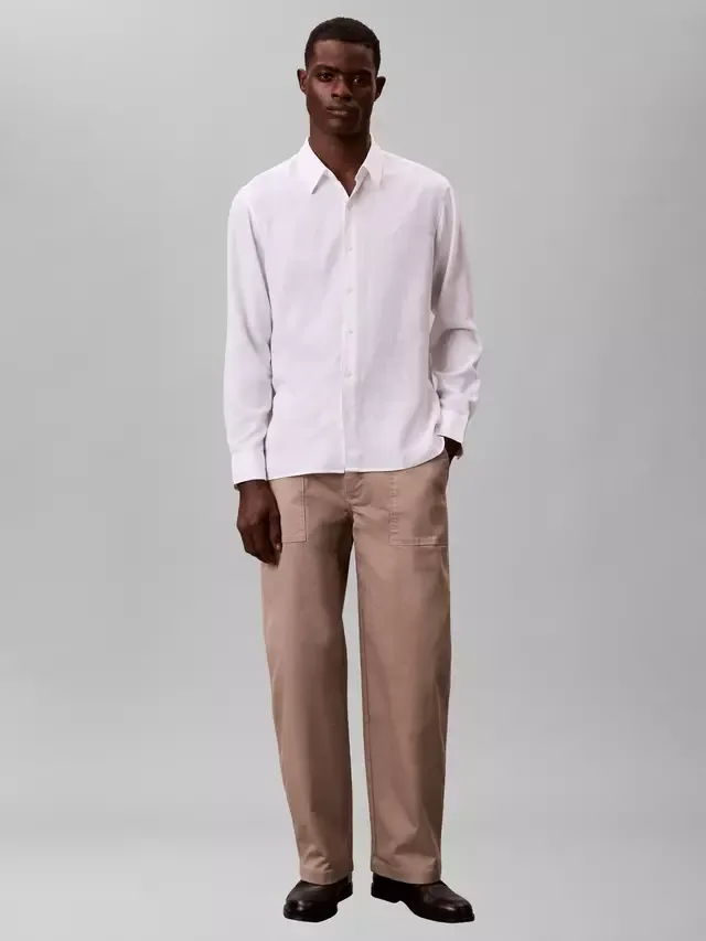 Рубашка из смесовой хлопковой ткани Calvin Klein, White