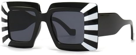 

Солнцезащитные очки Oversized 2027 в винтажном стиле с полосками, контрастными цветами, защитой от УФ-излучения UV400, черные, белые, серые, один размер MTZJH, One Color