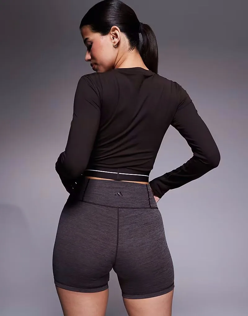 Adidas performance Футболка с длинными рукавами Adidas Training Hyperglam linear, коричневая — фото 4