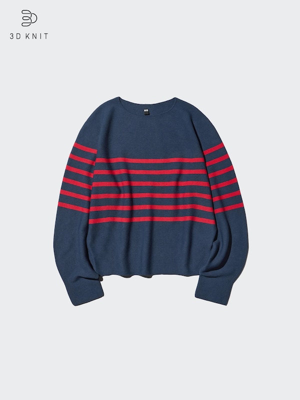 Хлопковый 3D-джемпер с объемными рукавами в полоску Uniqlo, 37 brown — фото 3