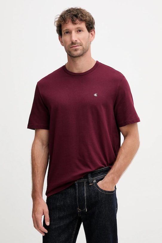 

Хлопковая футболка Calvin Klein Jeans, бордовый