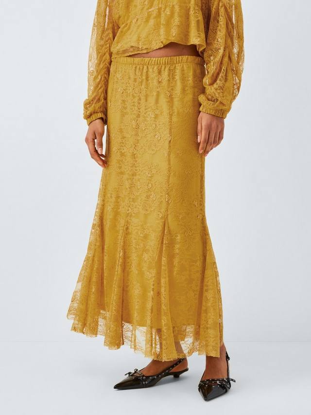 

Кружевная юбка макси с воланом AND/OR, Mustard