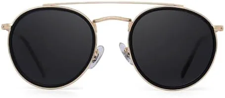 

Ретро круглые солнцезащитные очки для мужчин и женщин, винтажная оправа с двойной перемычкой, очки для вождения, защита от ультрафиолета UV400 MTZJH, C1 Mirror Blue