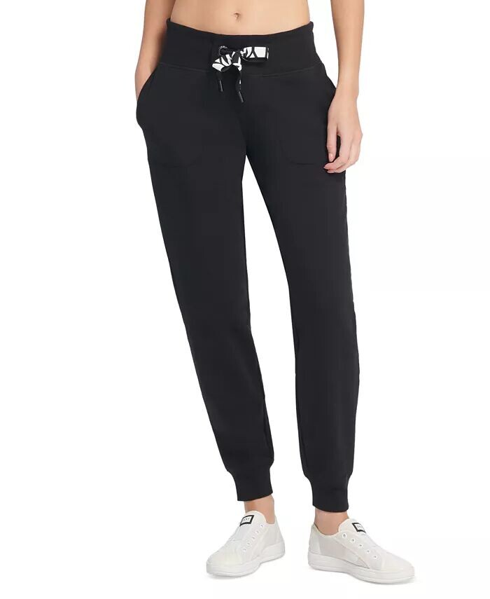 

Женские спортивные штаны Jogger из флиса с логотипом и завязками DKNY, черный