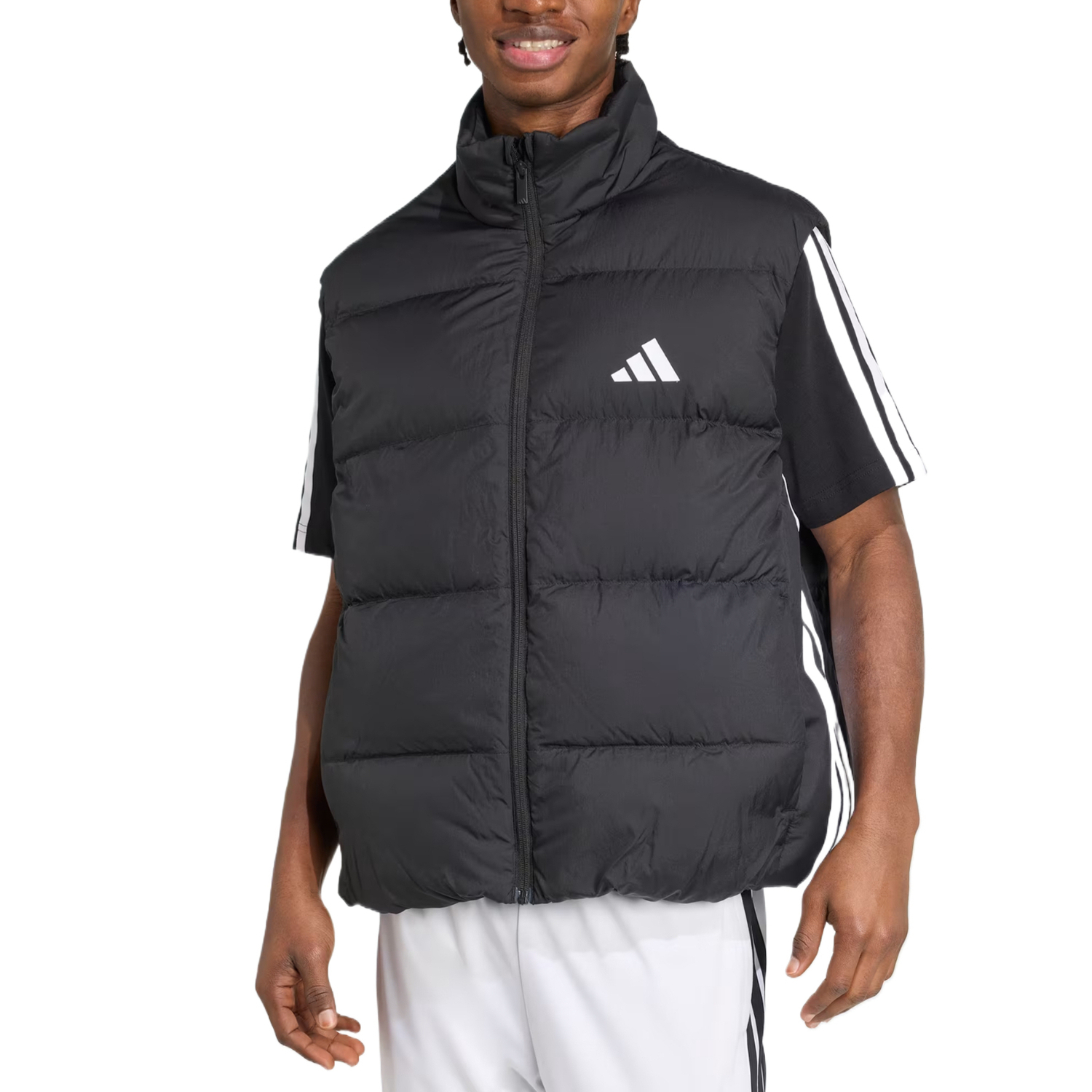 Утепленный жилет с тремя полосками Adidas, черный — фото 3