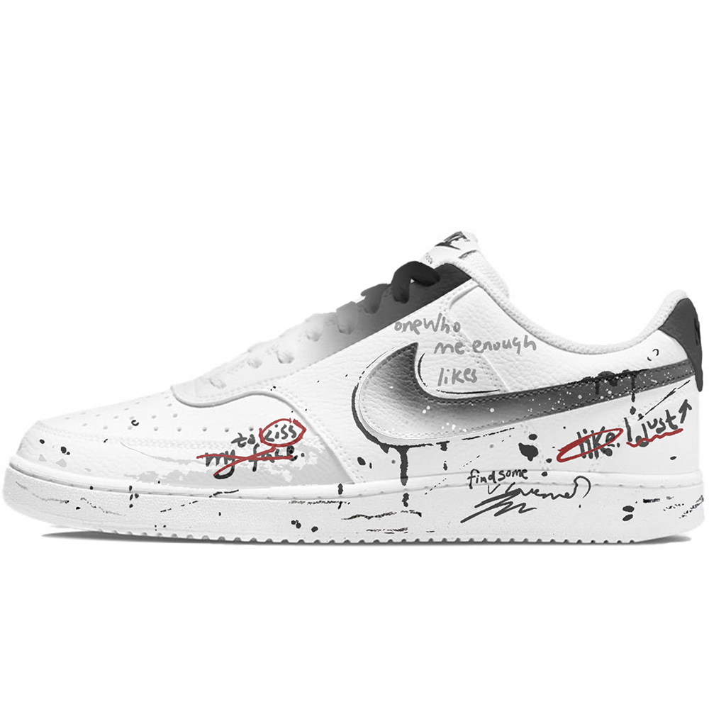 

Nike Кроссовки Court Vision 1 Low Next Nature Graffiti Daily, износостойкие, низкие, для скейтбординга, мужские, черные, белые, красные