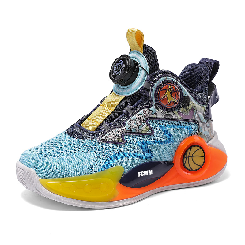 

Баскетбольные кроссовки средней высоты с амортизацией, износостойкие, дышащие, детские FCMM, синий