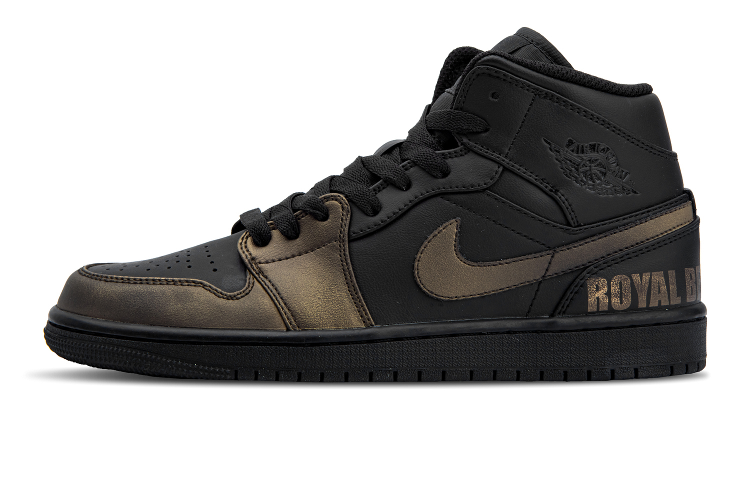 

Jordan Air 1 Cushioning Mid Top детские баскетбольные кроссовки Black Gold для подростков