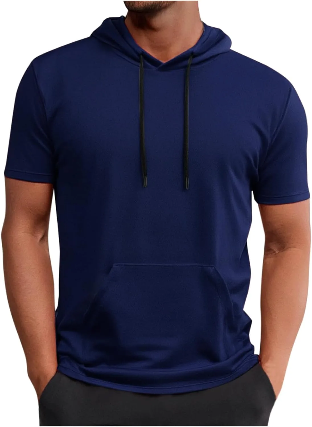 

Мужская худи Plus Size Slim Fit с коротким рукавом и карманом