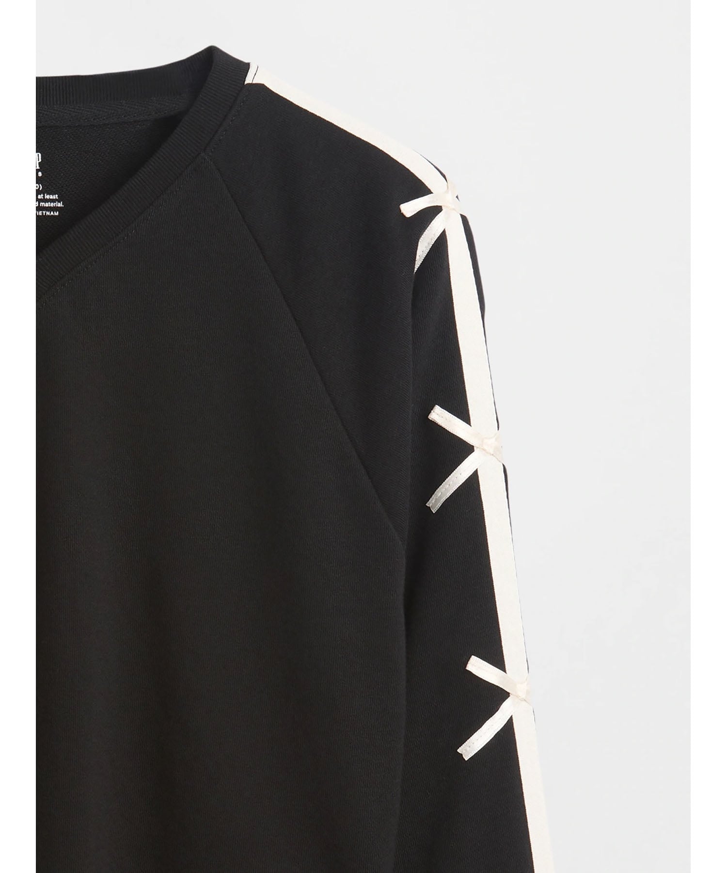 (K) Винтажная мягкая толстовка с V-образным вырезом и лентой (детская) GAP, BLACK — фото 3