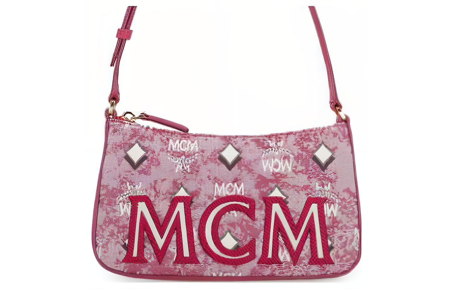 

Мини-сумка через плечо из ткани красная MCM