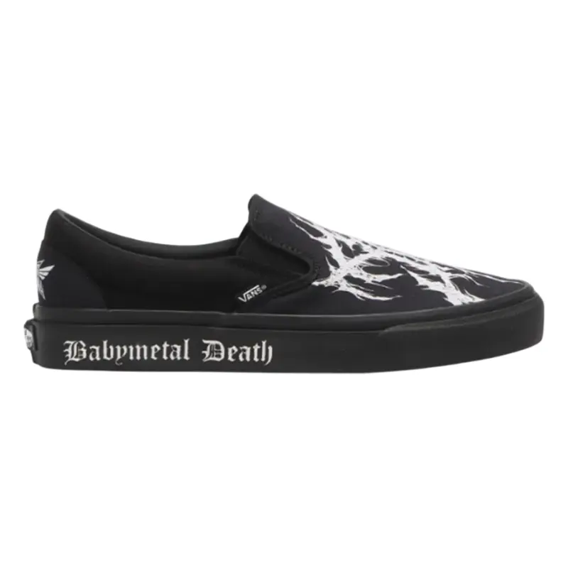 Vans Babymetal Slip on удобные скейтборд кроссовки Unisex черный белый — фото 3