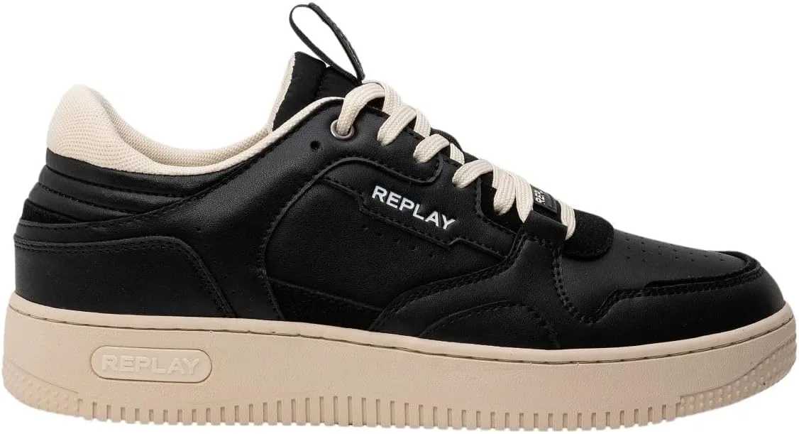 Кроссовки Replay Herren Sneaker aus Leder, 600 Black Off Wht — фото 3