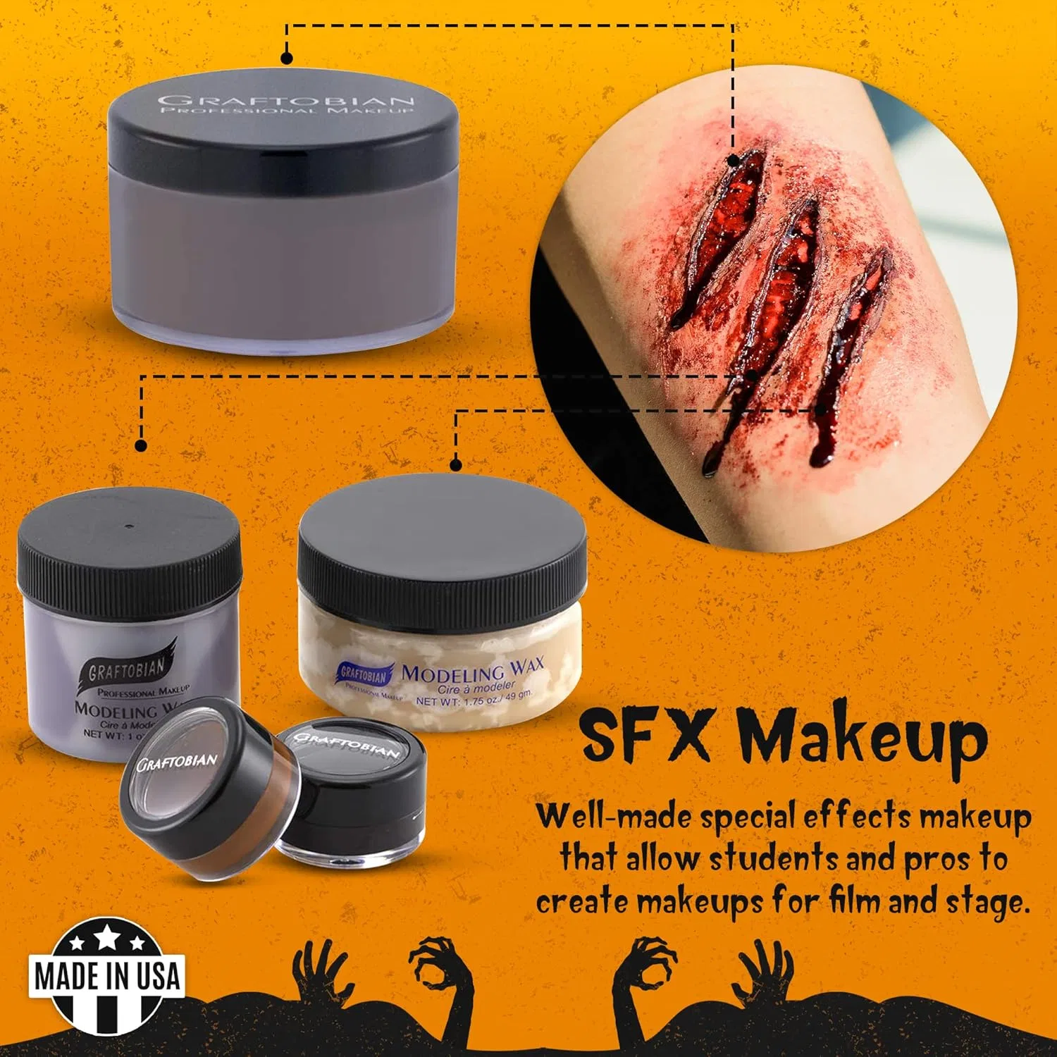 Набор для спецэффектов Special FX Graftobian Trauma Pro, 29 предметов — фото 2