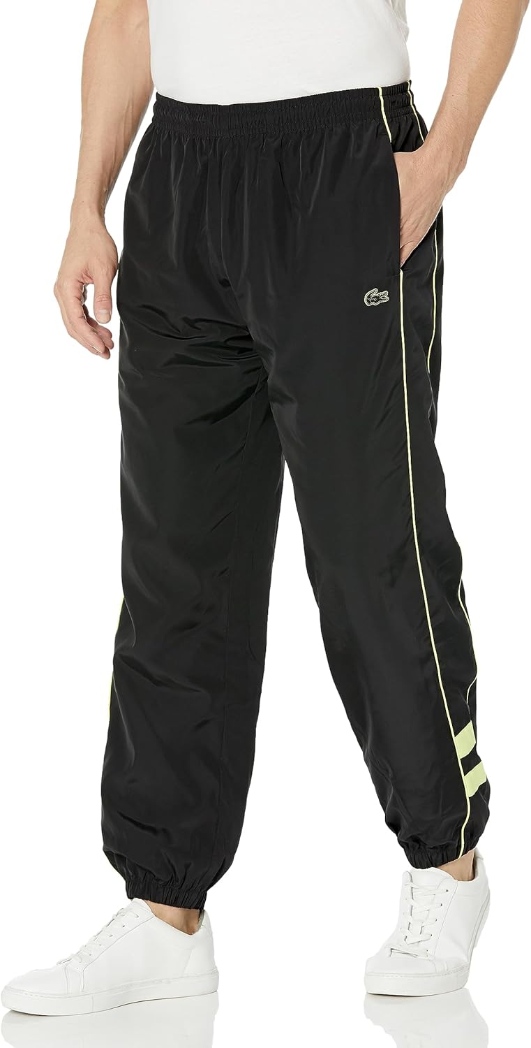 

Lacoste мужские спортивные штаны с контрастными деталями, свободный крой, Black/Limeira