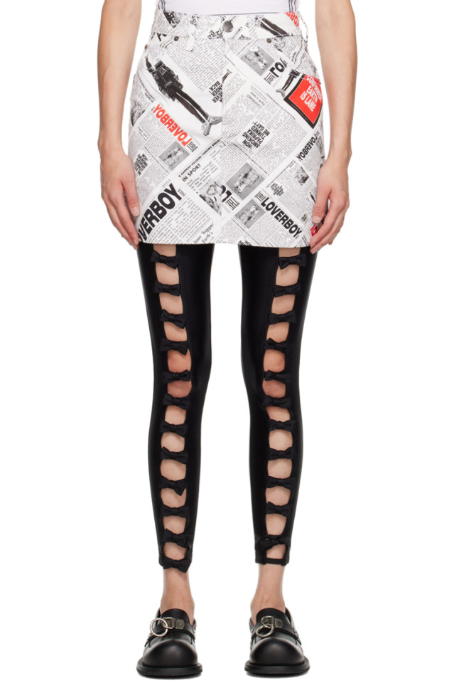 

Джинговая мини-юбка с принтом Charles Jeffrey Loverboy, цвет newspaper